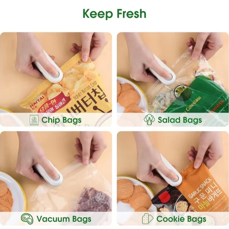 Portable Mini Hot Sealer - Rechargeable Vacuum Sealing Machine for Snacks & Home Use - 1-8PCS Kitchen Tool Set